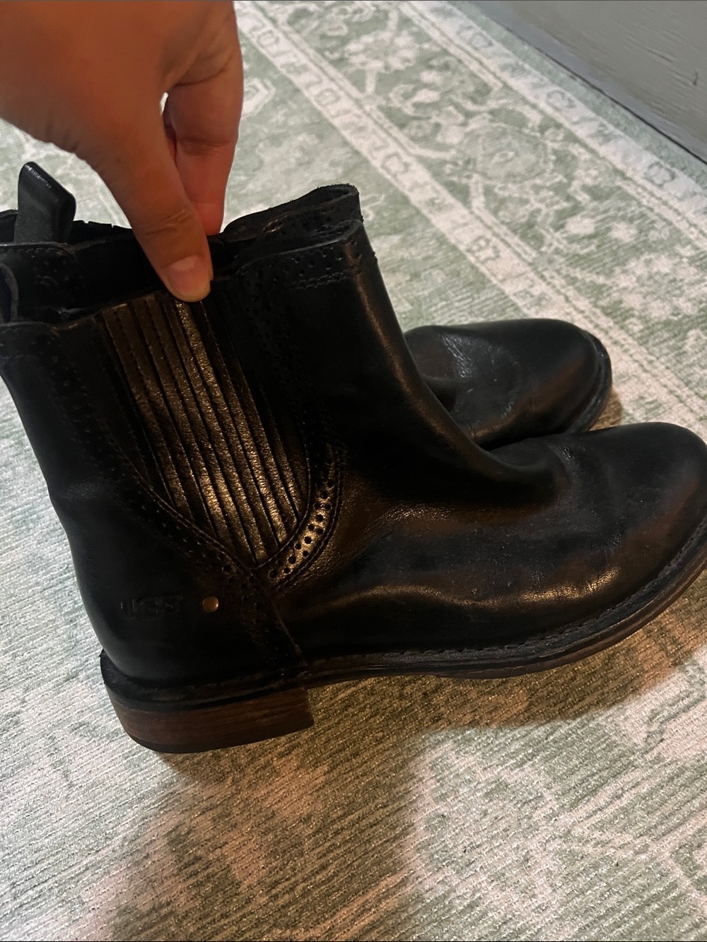 UGG Black Leather Chelsea Ankle Boots